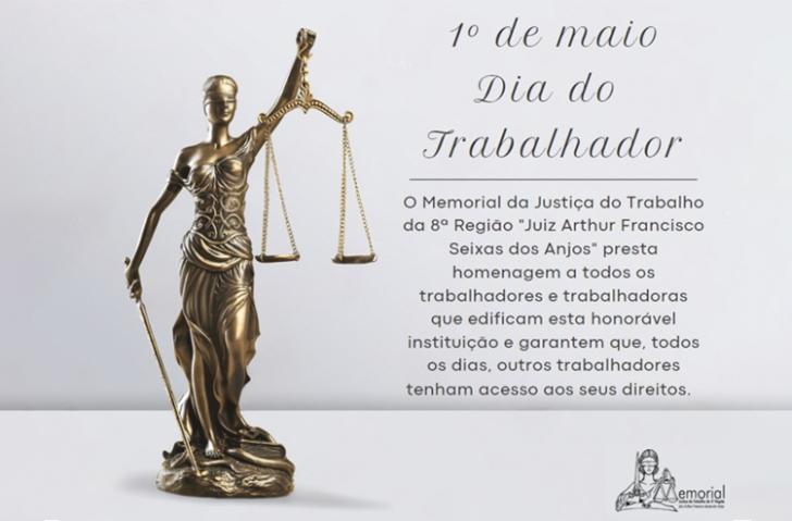 Arte com fundo claro. Ao lado esquerdo, uma estatueta da deusa Themis em dourado.