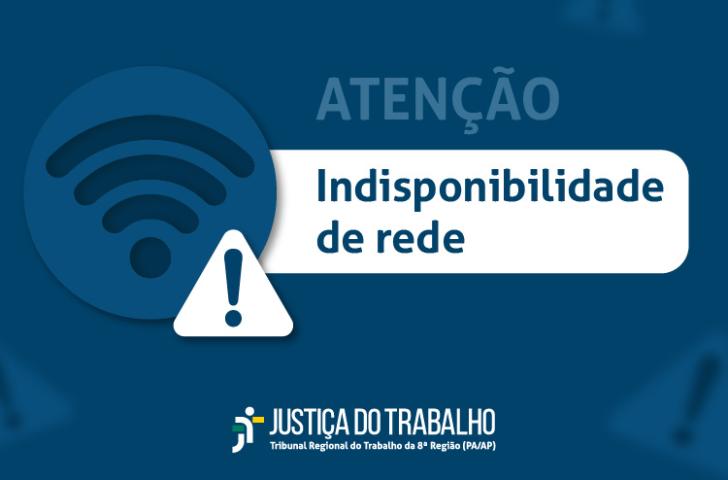 Arte gráfica na cor azul com letras na cor azulcom o texto: Atenção! Indisponibilidade de Internet. 