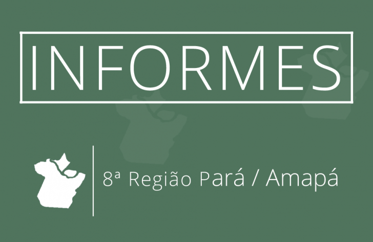 Fundo verde à esquerda mapa mostrando os estados do PA e o AP e à direita a palavra informe escrita na cor branca.