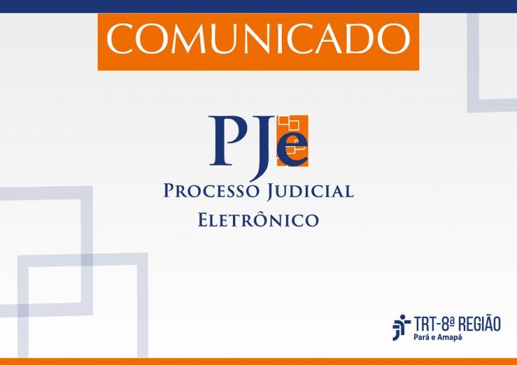 Dizeres PJe - Processo Judicial Eletrônica nas cores azul e laranja