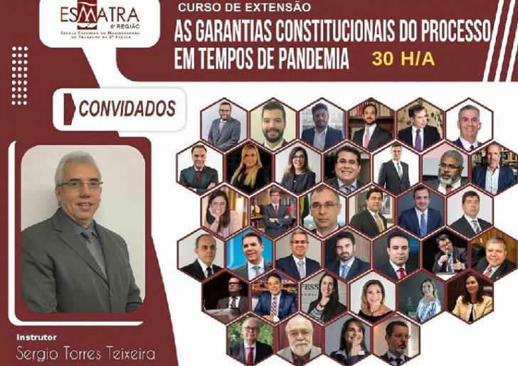 ARTE: EM vinho com fotos dos professores e palestrantes do curso ofercido pela EJUD