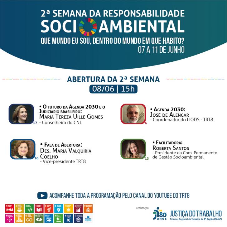 Programação do dia 08 da 2ª Semana de Responsabilidade Socioambiental